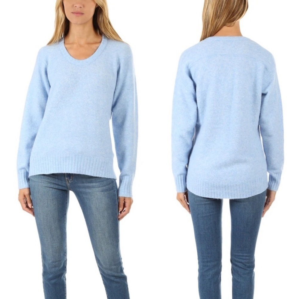3.1 PHILLIP LIM LIGHT BLUE OPEN NECK SWEATER PULLOVER ALPACA WOOL SIZE XS